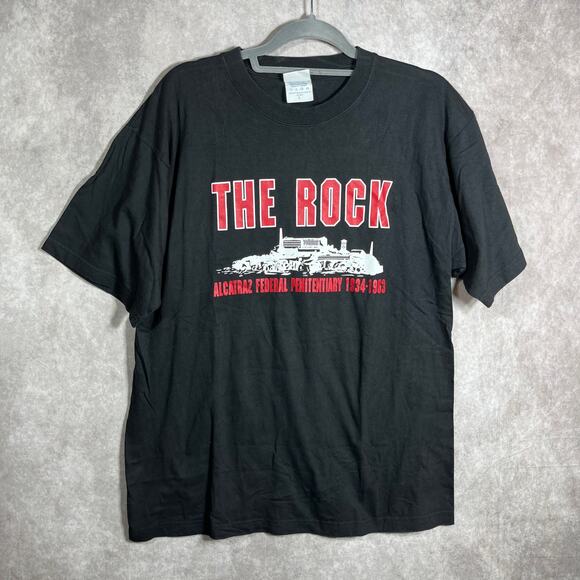 The Rock Alcatraz 1934-1963 Shirt Mens Large Black Cotton Heritage‎ Jail Prison - Picture 1 of 8